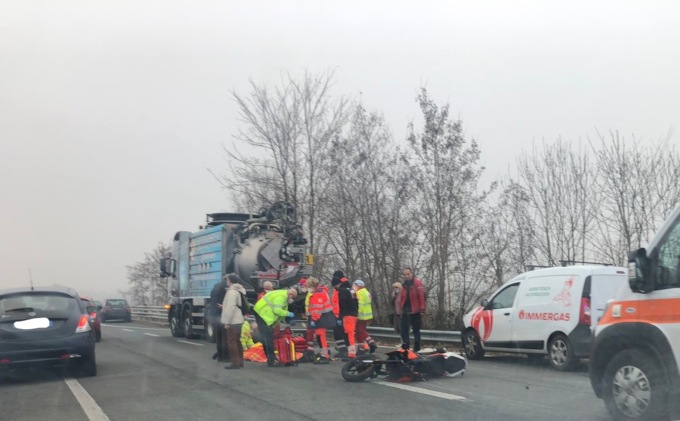 Incidente sulla pedemontana all’altezza di Ozegna