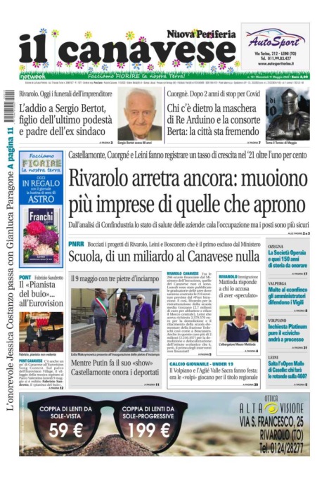 Il Canavese – edizione Rivarolo (del 11 maggio) in edicola. Ecco la prima pagina
