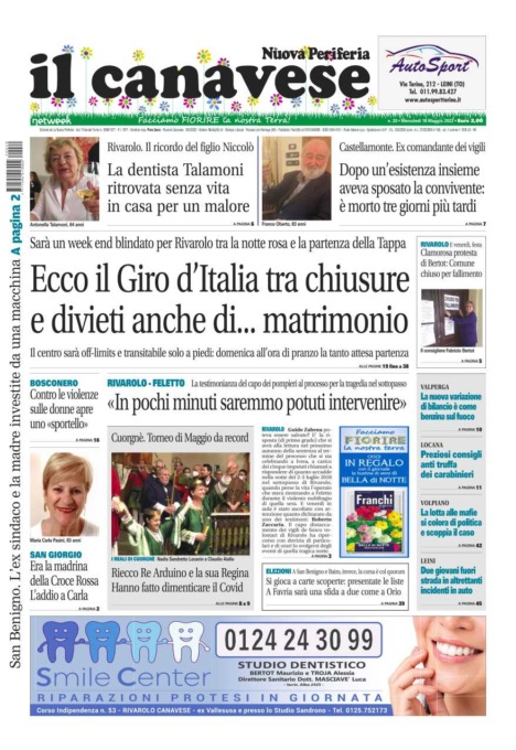 Il Canavese – edizione Rivarolo (del 18 maggio) in edicola. Ecco la prima pagina