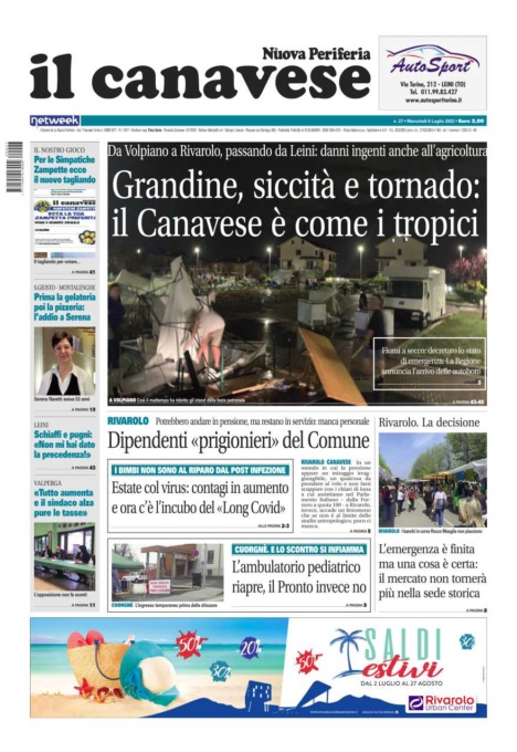 Il Canavese – edizione Rivarolo (del 06 luglio) in edicola. Ecco la prima pagina