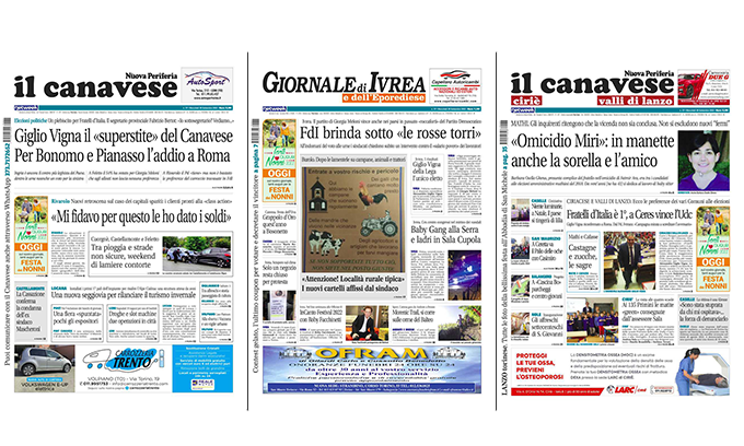 Il Canavese e Il Giornale di Ivrea (del 28 settembre) in edicola. Ecco le prime pagine