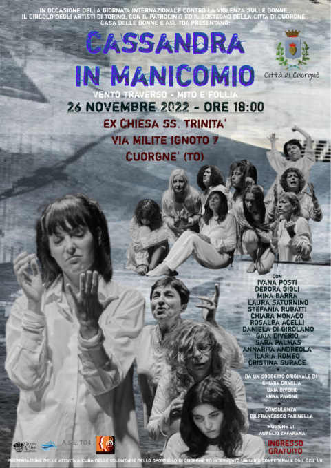 “Cassandra in manicomio” a Cuorgnè uno spettacolo per la Giornata contro la violenza sulle donne