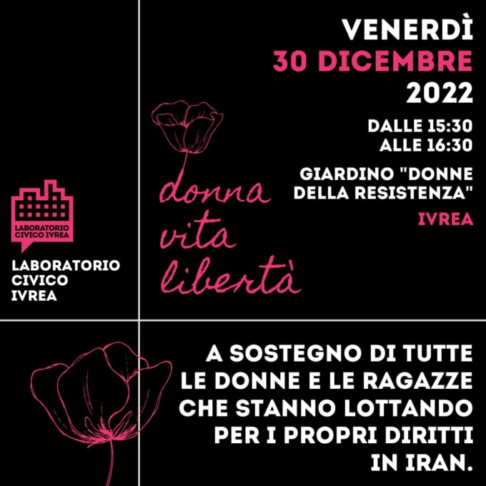 Solidarietà alle donne e al popolo iraniano, manifestazione a Ivrea
