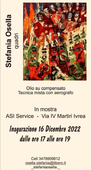 Domani l’inaugurazione della mostra d’arte di Stefania Osella