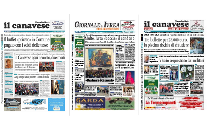 Il Canavese e Il Giornale di Ivrea (del 01 febbraio) in edicola. Ecco le prime pagine