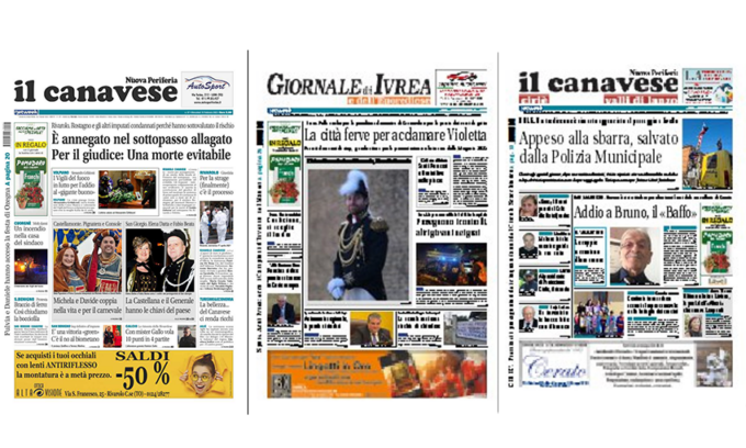 Il Canavese e Il Giornale di Ivrea (del 15 febbraio) in edicola. Ecco le prime pagine