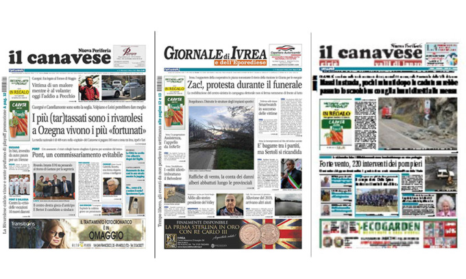 Il Canavese e Il Giornale di Ivrea (del 15 marzo) in edicola. Ecco le prime pagine