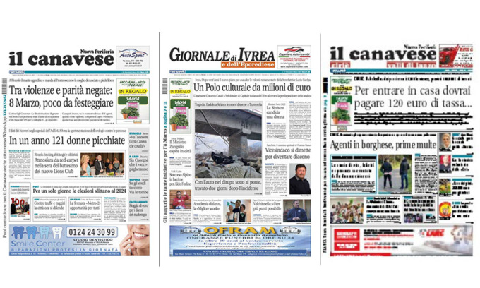 Il Canavese e Il Giornale di Ivrea (del 8 marzo) in edicola. Ecco le prime pagine