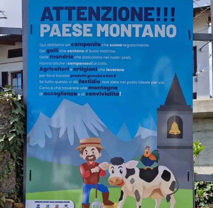 Installati i cartelli “Attenzione! Paese montano!”