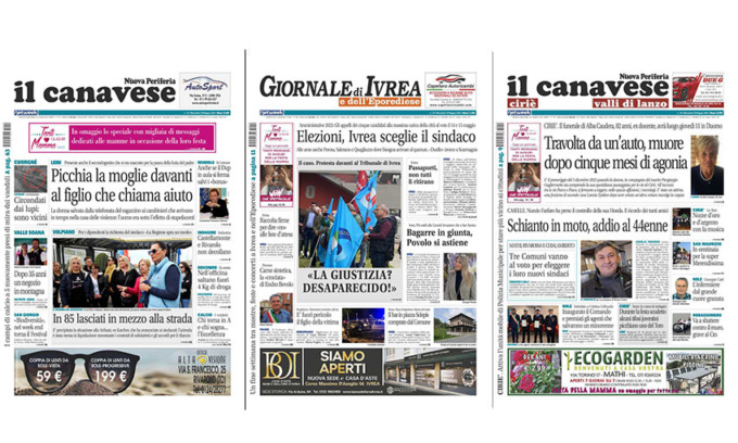 Il Canavese e Il Giornale di Ivrea (del 10 maggio) in edicola. Ecco le prime pagine
