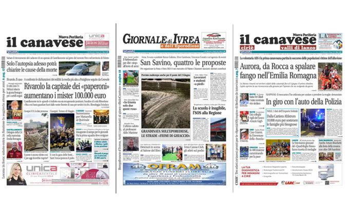Il Canavese e Il Giornale di Ivrea (del 31 maggio) in edicola. Ecco le prime pagine