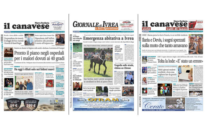 Il Canavese e Il Giornale di Ivrea (del 12 luglio) in edicola. Ecco le prime pagine