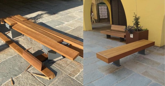 Panchine distrutte da un automobilista distratto
