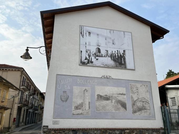 Bollengo si fa bella con un murales che ritrae tre simboli del paese