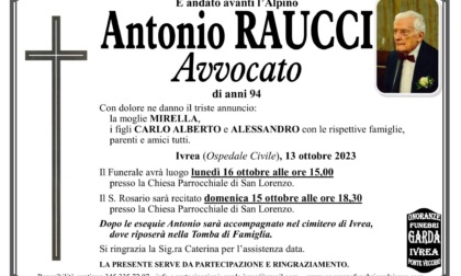 Eporediese in lutto per la scomparsa dell'avvocato Antonio Raucci