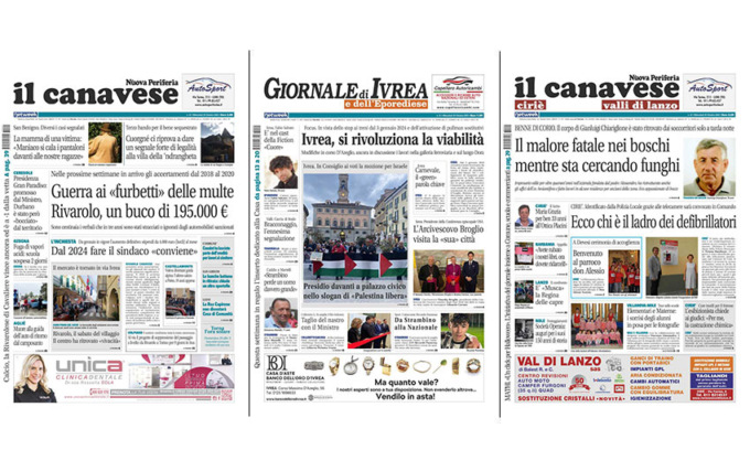 Il Canavese e Il Giornale di Ivrea (del 25 ottobre) in edicola. Ecco le prime pagine