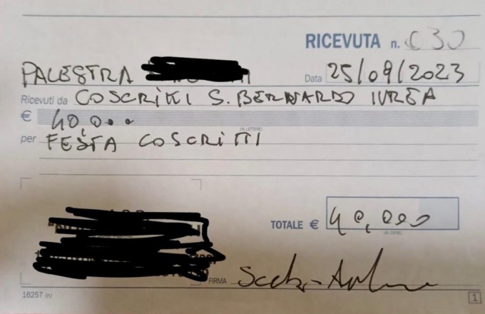 Tentativo di truffa a Ivrea con tanto di un’assurda ricevuta…