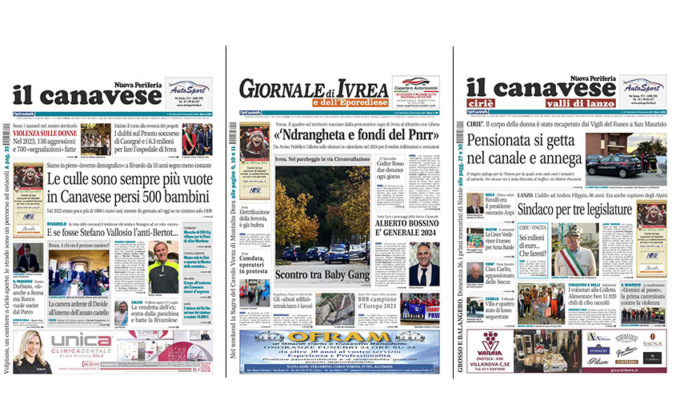 Il Canavese e Il Giornale di Ivrea (del 22 novembre) in edicola. Ecco le prime pagine