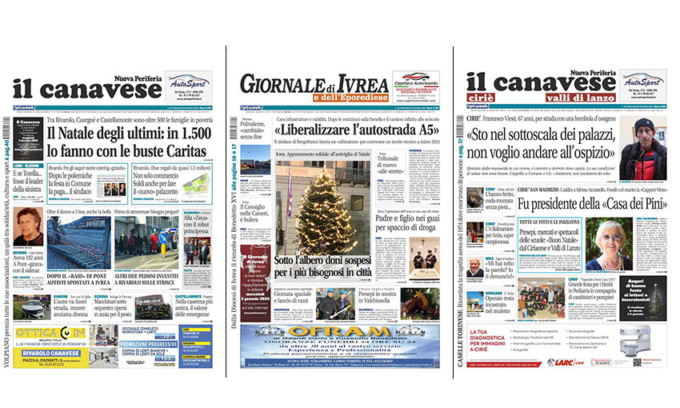 Il Canavese e Il Giornale di Ivrea (del 20 dicembre) in edicola. Ecco le prime pagine