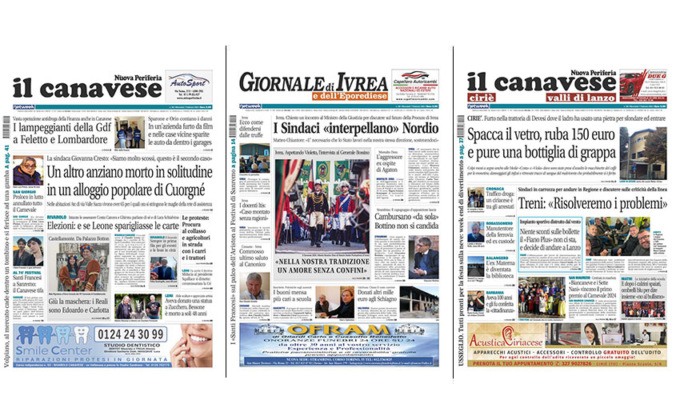 Il Canavese e Il Giornale di Ivrea (del 07 febbraio) in edicola. Ecco le prime pagine