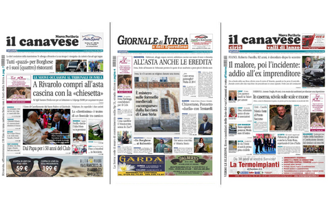 Il Canavese e Il Giornale di Ivrea (dell’8 maggio) in edicola. Ecco le prime pagine