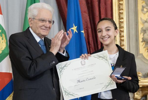 L’emozione di Marta, premiata dal Presidente Sergio Mattarella