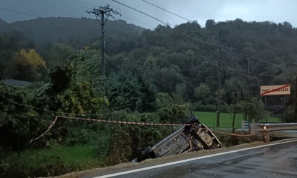 Auto fuori strada per evitare un branco di caprioli