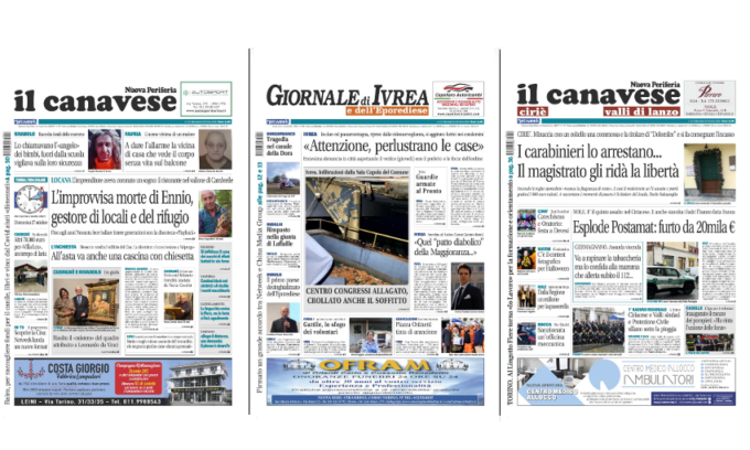 Il Canavese e Il Giornale di Ivrea (del 23 ottobre) in edicola. Ecco le prime pagine