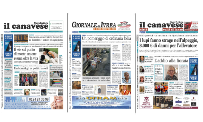 Il Canavese e Il Giornale di Ivrea (del 6 novembre) in edicola. Ecco le prime pagine