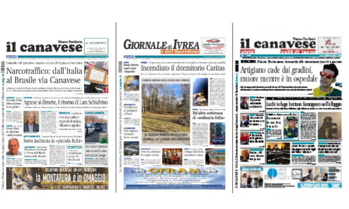 Il Canavese e Il Giornale di Ivrea (del 11 dicembre) in edicola. Ecco le prime pagine