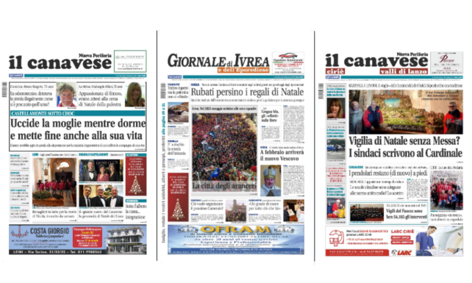 Il Canavese e Il Giornale di Ivrea (del 18 dicembre) in edicola. Ecco le prime pagine