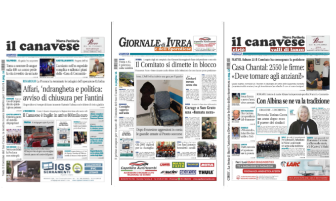 Il Canavese e Il Giornale di Ivrea (del 29 gennaio) in edicola. Ecco le prime pagine