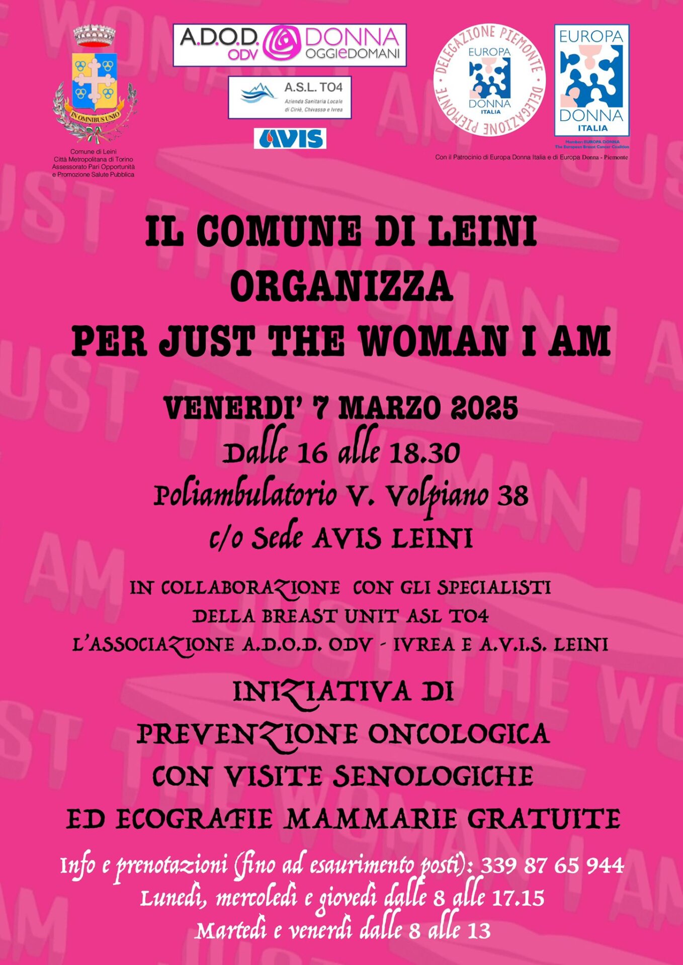 Locandina evento Leini - 7 marzo 2025