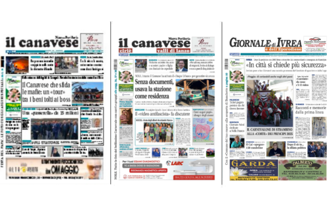 Il Canavese e Il Giornale di Ivrea (del 19 marzo) in edicola. Ecco le prime pagine