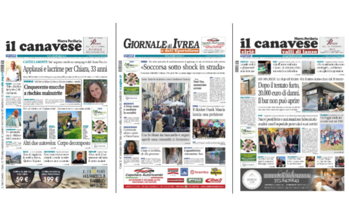 Il Canavese e Il Giornale di Ivrea (del 9 aprile) in edicola. Ecco le prime pagine