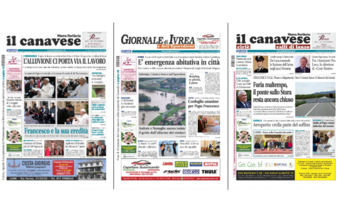 Il Canavese e Il Giornale di Ivrea (del 23 aprile) in edicola. Ecco le prime pagine