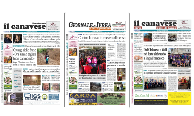 Il Canavese e Il Giornale di Ivrea (del 30 aprile) in edicola. Ecco le prime pagine