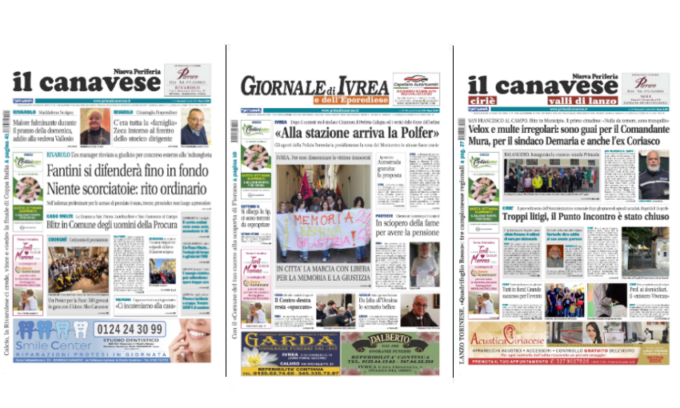 Il Canavese e Il Giornale di Ivrea (del 2 aprile) in edicola. Ecco le prime pagine