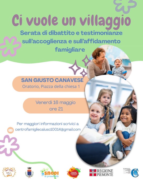 Accoglienza e affido familiare: due serate informative a San Giusto e Strambino con il Cissac