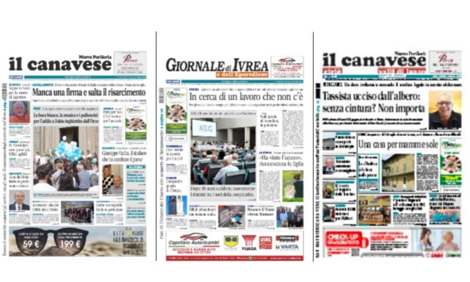 Il Canavese e Il Giornale di Ivrea (del 25 giugno) in edicola. Ecco le prime pagine