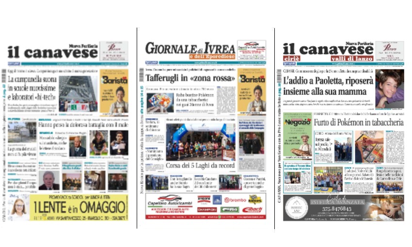 Il Canavese e Il Giornale di Ivrea (del 10 settembre) in edicola. Ecco le prime pagine