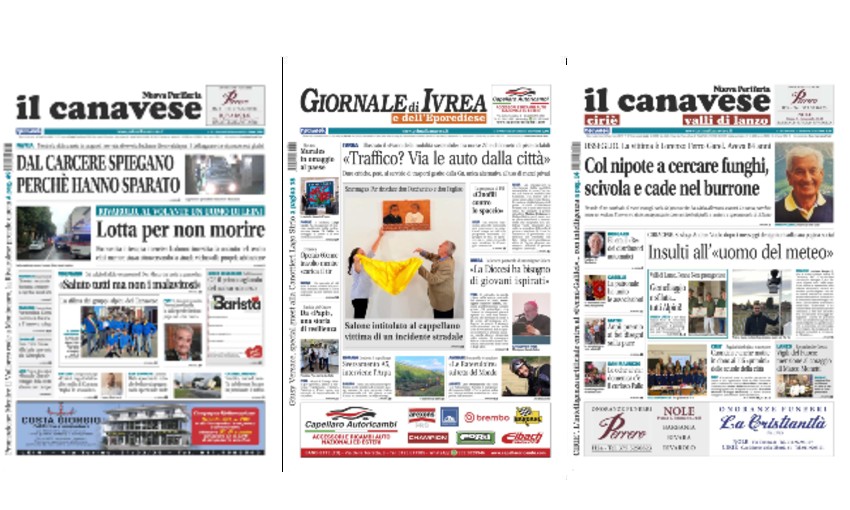 Il Canavese e Il Giornale di Ivrea (del 24 settembre) in edicola. Ecco le prime pagine