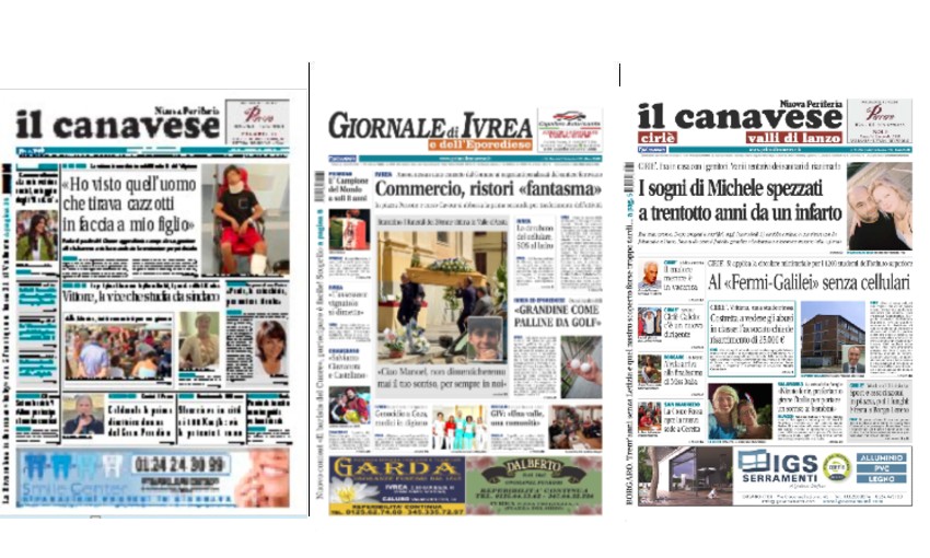 Il Canavese e Il Giornale di Ivrea (del 3 settembre) in edicola. Ecco le prime pagine