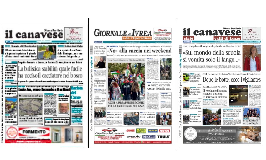 Il Canavese e Il Giornale di Ivrea (del 08 ottobre) in edicola. Ecco le prime pagine