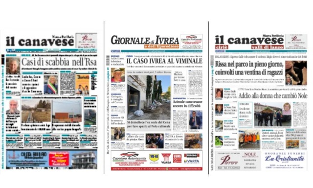 Il Canavese e Il Giornale di Ivrea (del 22 ottobre) in edicola. Ecco le prime pagine