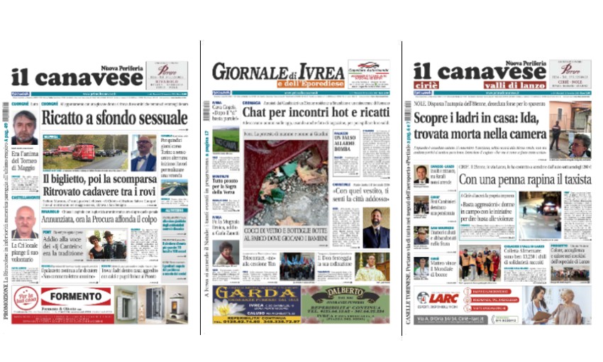 Il Canavese e Il Giornale di Ivrea (del 19 novembre) in edicola. Ecco le prime pagine