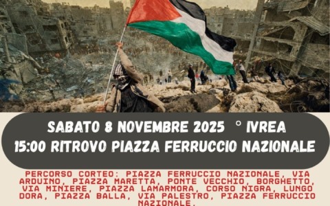 Manifestazione pro Palestina a Ivrea in vista dello sciopero nazionale del 28 novembre