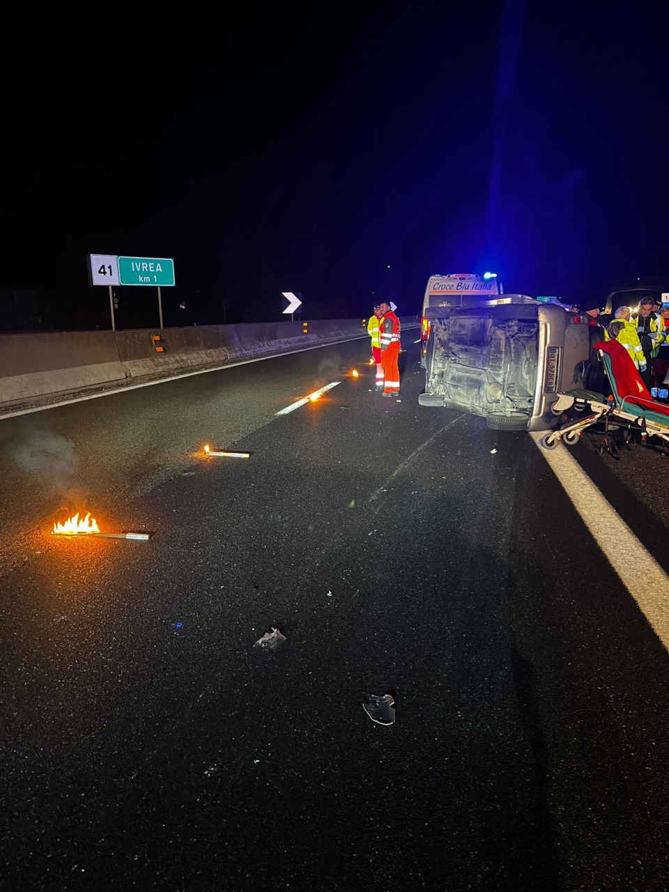 Incidente autonomo sull’autostrada A5 a Ivrea in direzione Torino: un ferito