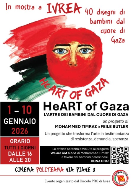 Ivrea ospita “HeART of Gaza”: i disegni dei bambini di Gaza in mostra al Cinema Politeama