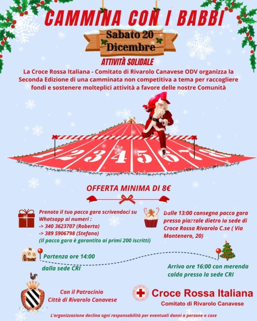 “Cammina con i Babbi”: a Rivarolo Canavese torna la passeggiata natalizia solidale